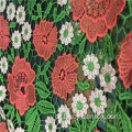 Tecido de crochê de poliéster de bordado floral para vestuário